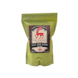 alt= green bag of irish soda bread mix with a red deer on a white background