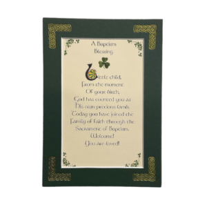 alt= a celtic blessing surrounded by a green frame