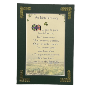 alt= a celtic blessing surrounded by a green frame