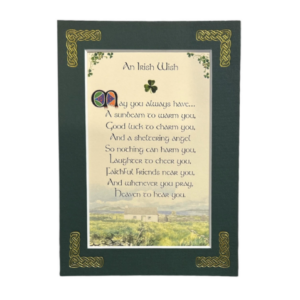 alt= a celtic blessing surrounded by a green frame