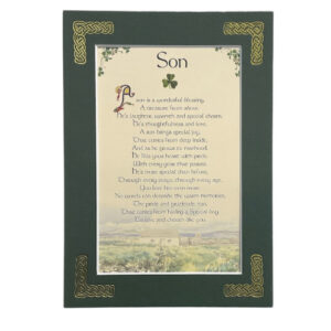 alt= a celtic blessing surrounded by a green frame