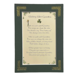 alt= a celtic blessing surrounded by a green frame