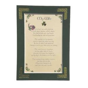 alt= a celtic blessing surrounded by a green frame