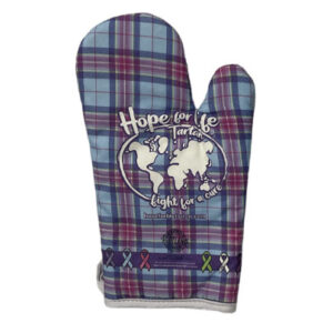 alt= a hope for life tartan oven mitt