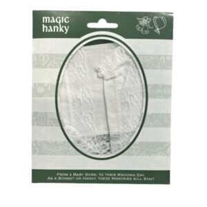 alt= magic hanky in a striped package with a window to see inside on a white background