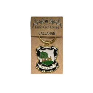 alt= a family crest key chain depicting the Callahan family crest