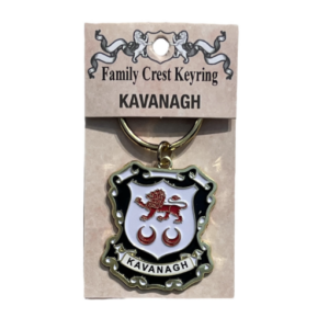 alt= a family crest keychain depicting the Kavanagh