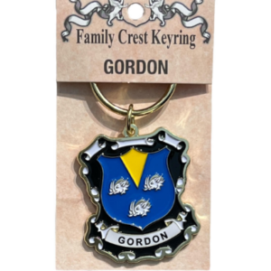 alt= a family crest depicting the Gordon family crest on a white background