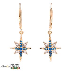Gold Vermeil Blue Bethlehem Star Drop Earrings