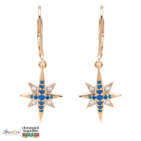 Gold Vermeil Blue Bethlehem Star Drop Earrings