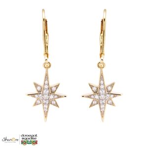 Gold Vermeil Clear Bethlehem Star Drop Earrings