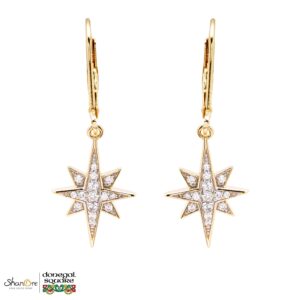 Gold Vermeil Clear Bethlehem Star Drop Earrings
