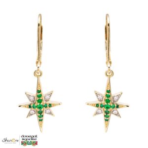 Gold Vermeil Green Bethlehem Star Drop Earrings