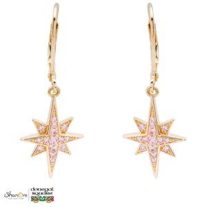 Gold Vermeil Pink Bethlehem Star Drop Earrings