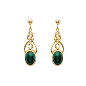 Gold Vermeil Celtic Knot and Malachite Drop Earrings