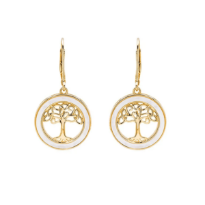 Gold Vermeil Tree of Life with Pearl Drop Earrings
