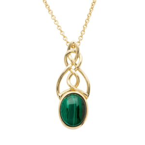 Gold Vermeil Celtic Knot and Malachite Necklace