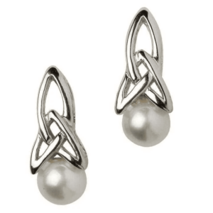 Trinity Knot Pearl Stud Earrings