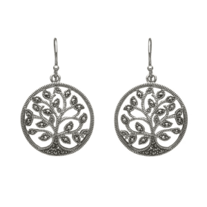 Tree of Life Marcasite Drop Earrings