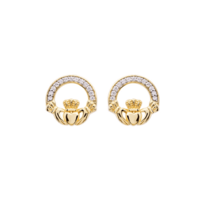 Gold Vermeil Claddagh Stud Earrings