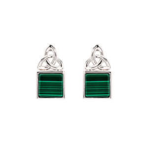 Trinity Knot Malachite Stud Earrings