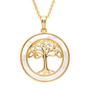 Gold Vermeil Tree of Life with Pearl Necklace