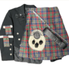 alt= a collection of items needed to wear a kilt with a jacket