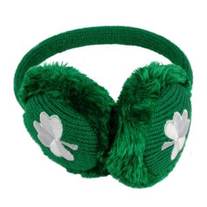 alt= green earmuffs with white shamrocks