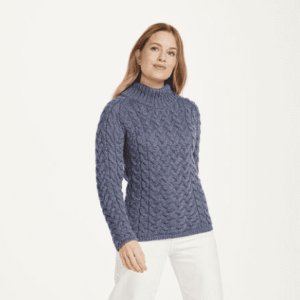 alt= lavender wool crew sweater