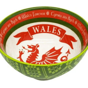 alt= a ceramic bowl designed to look like the welsh flag