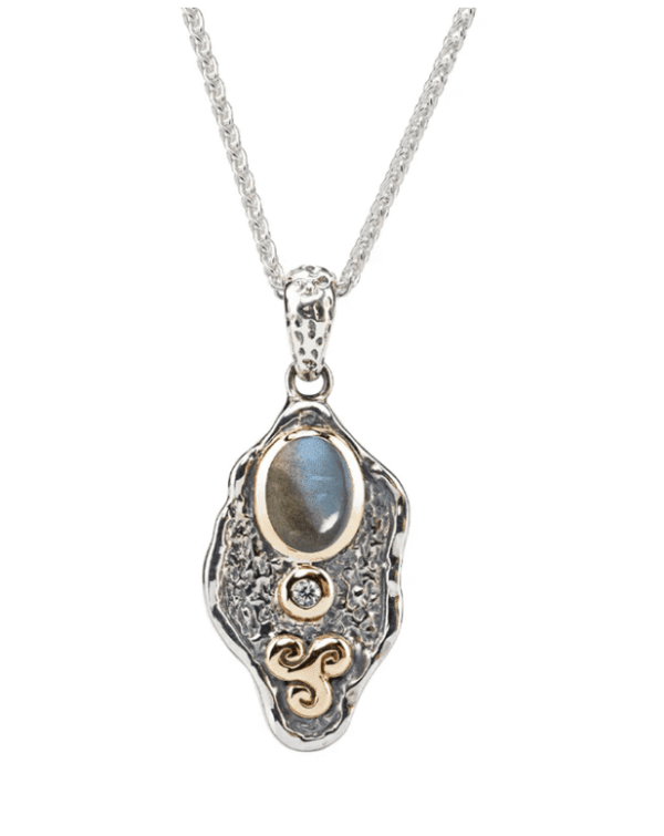 alt= a Kieth Jack necklace with a unique mirror like design