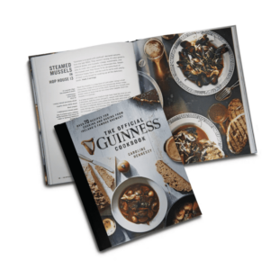 alt= a cookbook including recipes that use Guinness as a main ingredient on a white background