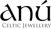 Certainly! Here is an improved alt text for the Anú Celtic Jewellery logo following your guidelines: Irish Anú Celtic Jewellery logo with elegant black uncial script and classic knotwork, evoking ancient Irish artistry.