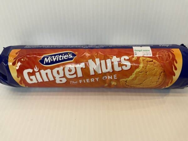 250g pack of McVitie’s Ginger Nuts—classic Scottish biscuit in fiery red tartan, $3.95; crisp, zesty, heritage treat