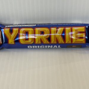 Classic Yorkie chocolate bar in iconic blue wrapper, echoing original Scottish branding; a beloved treat celebrating UK heritage.