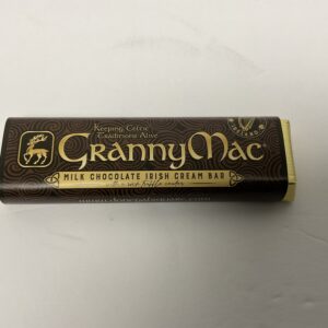 GrannyMac Irish Cream Bar, 50g—Irish treat in a gold-embossed wrapper with Celtic knotwork, evoking tradition and indulgence.